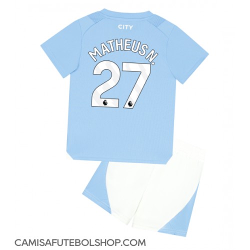 Camisa de time de futebol Manchester City Matheus Nunes #27 Replicas 1º Equipamento Infantil 2023-24 Manga Curta (+ Calças curtas)